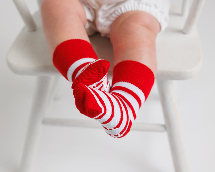 Baby & Kids Grip Socks, Candy Cane, 3-Pack