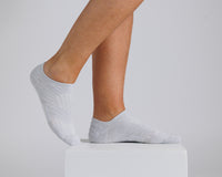 Thumbnail for Gray no-show grip socks worn on a display block, showing side and top views. By Squid Socks.