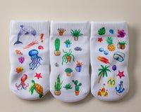 Thumbnail for squid socks baby socks shark tank seen on tv socks that stay on grip socks baby newborn infant toddler child children kid kids crawl walk run feet toes best quality durable soft gentle good deal sale sales bamboo cotton polyester blend made in america american small business woman women entrepreneur baby shower easter christmas holiday gift winter warm snug neutral boy girl white bright solid print pattern plain simple casual crew ankle ocean cacti cactus tropical