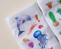 Thumbnail for squid socks baby socks shark tank seen on tv socks that stay on grip socks baby newborn infant toddler child children kid kids crawl walk run feet toes best quality durable soft gentle good deal sale sales bamboo cotton polyester blend made in america american small business woman women entrepreneur baby shower easter christmas holiday gift winter warm snug neutral boy girl white bright solid print pattern plain simple casual crew ankle ocean cacti cactus tropical