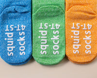 Thumbnail for squid socks baby socks shark tank seen on tv socks that stay on grip socks baby newborn infant toddler child children kid kids crawl walk run feet toes best quality durable soft gentle good deal sale sales bamboo cotton polyester blend made in america american small business woman women entrepreneur baby shower easter christmas holiday gift winter warm snug neutral boy orange green blue melange solid plain simple casual crew ankle