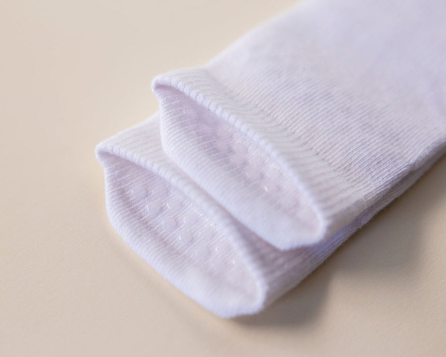 Cleary ankle socks: close-up of white ankle sock toes. Squid Socks, the brand seen on Shark Tank.